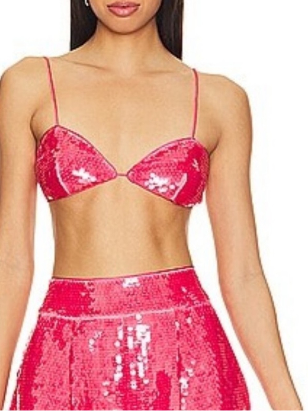 Susana Monaco Pink Bikini Top Sequins Size Small